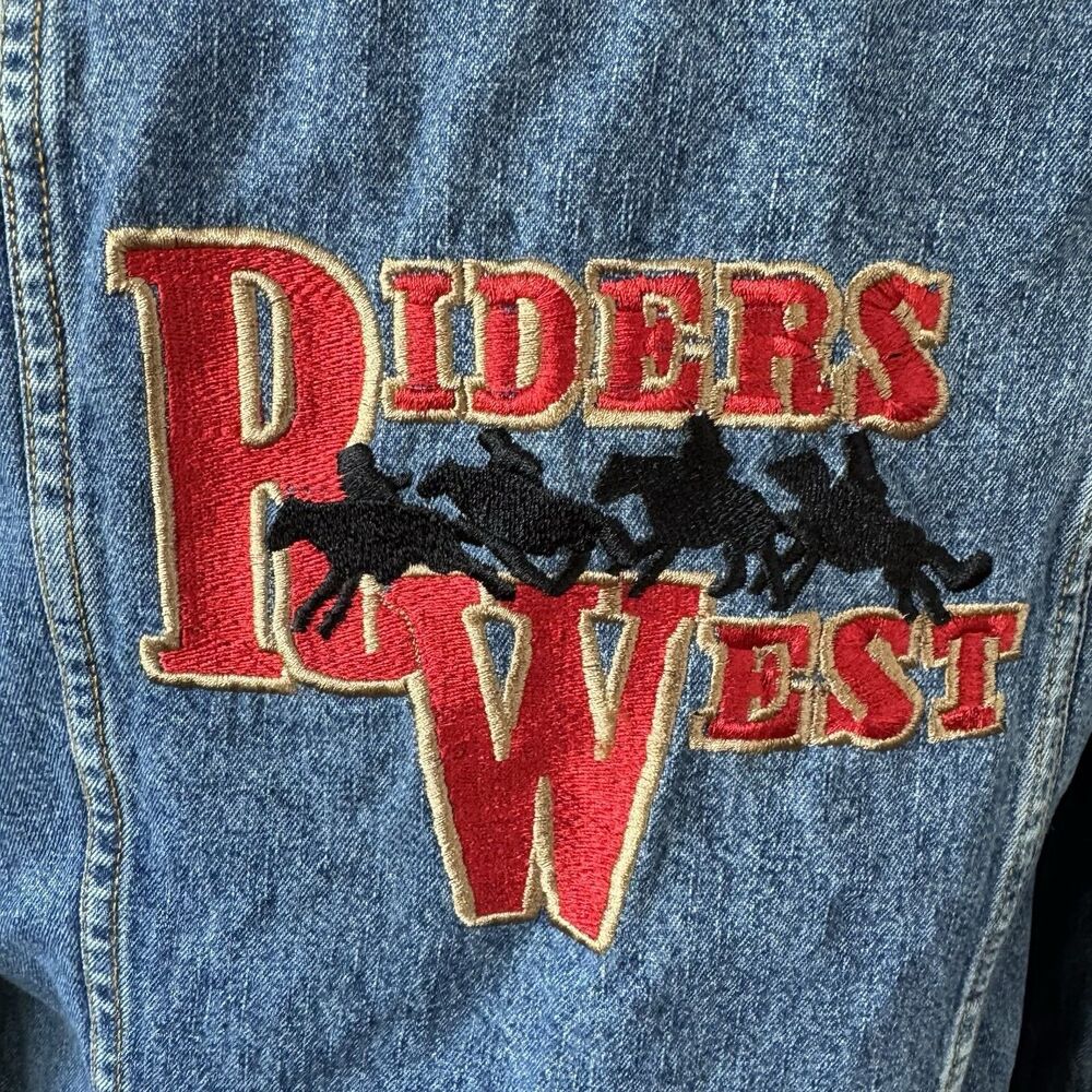 Vintage Wrangler Riata Embroidered Denim Jean Jacket Medium Riders West - Picture 4 of 8